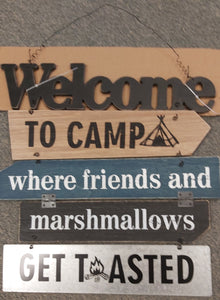 Welcome to camp sign